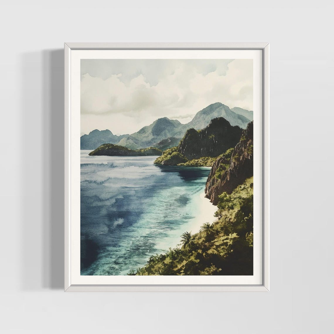 Palawan Philippines Tropical Island Coast Sea Watercolor Poster
