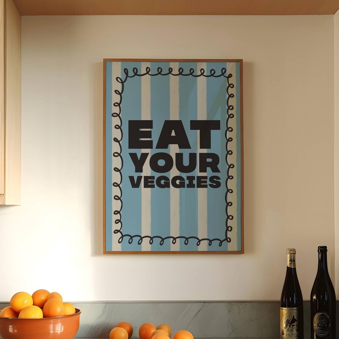 Eat Your Veggies Foodie Poster Cute Kitchen Wall Decor Modern Wall Art Hand Drawn Poster - Image 3