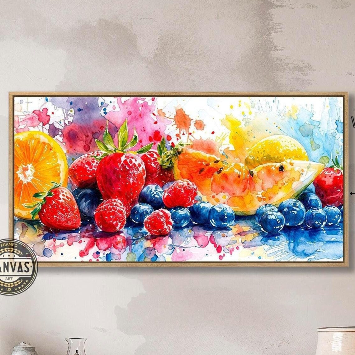 Colorful Summer Fruit Watercolor Art Print, Kitchen