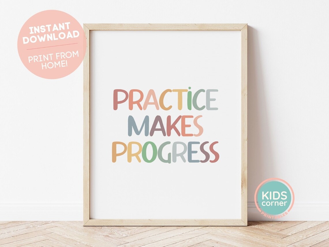 Practice Makes Progress Positive Quote Art, Boho - Image 3