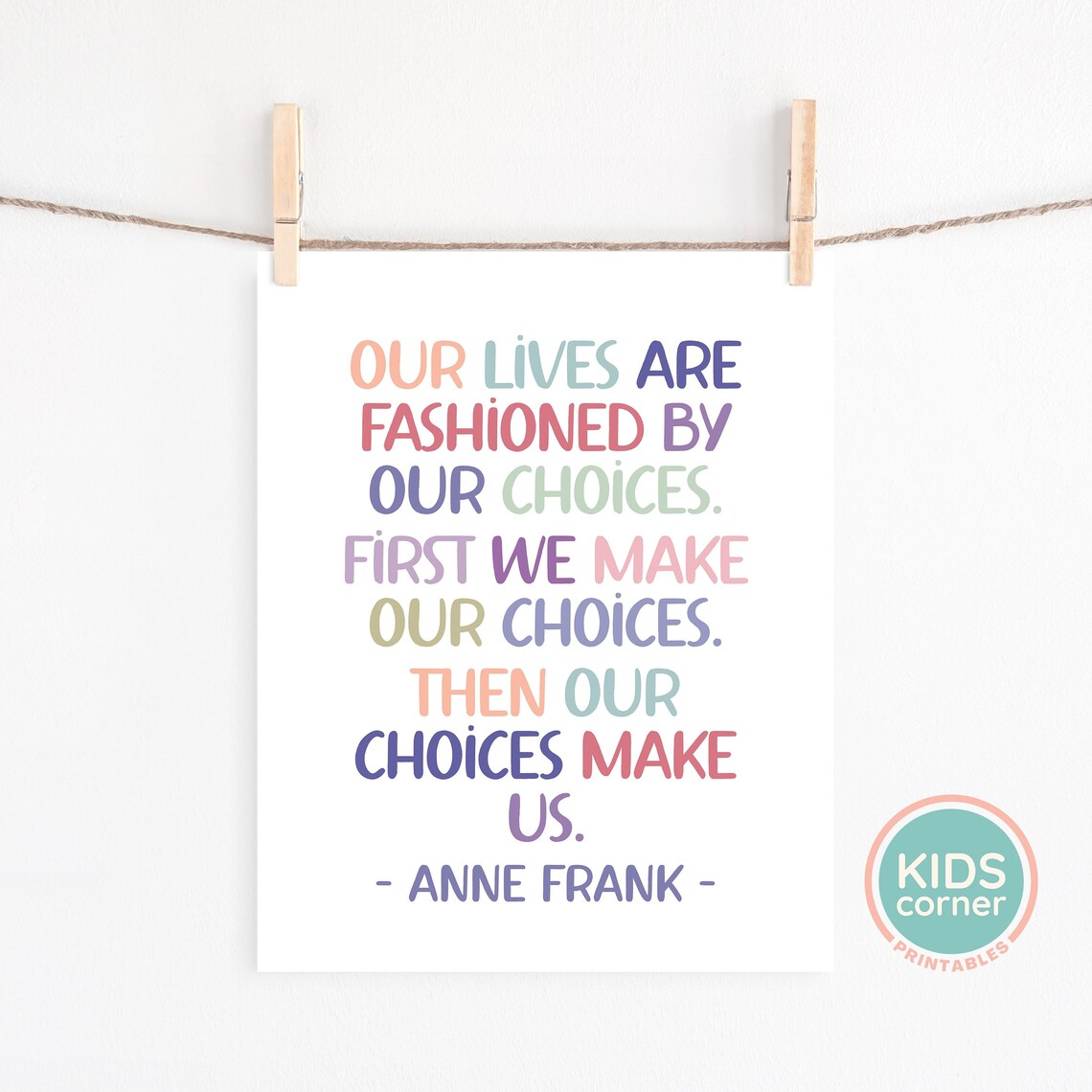Anne Frank Our Lives Are Fashioned By Our Choices Quote Poster - Image 3