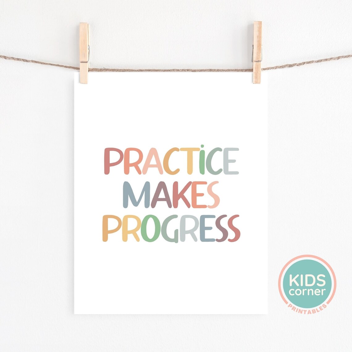 Practice Makes Progress Positive Quote Art, Boho