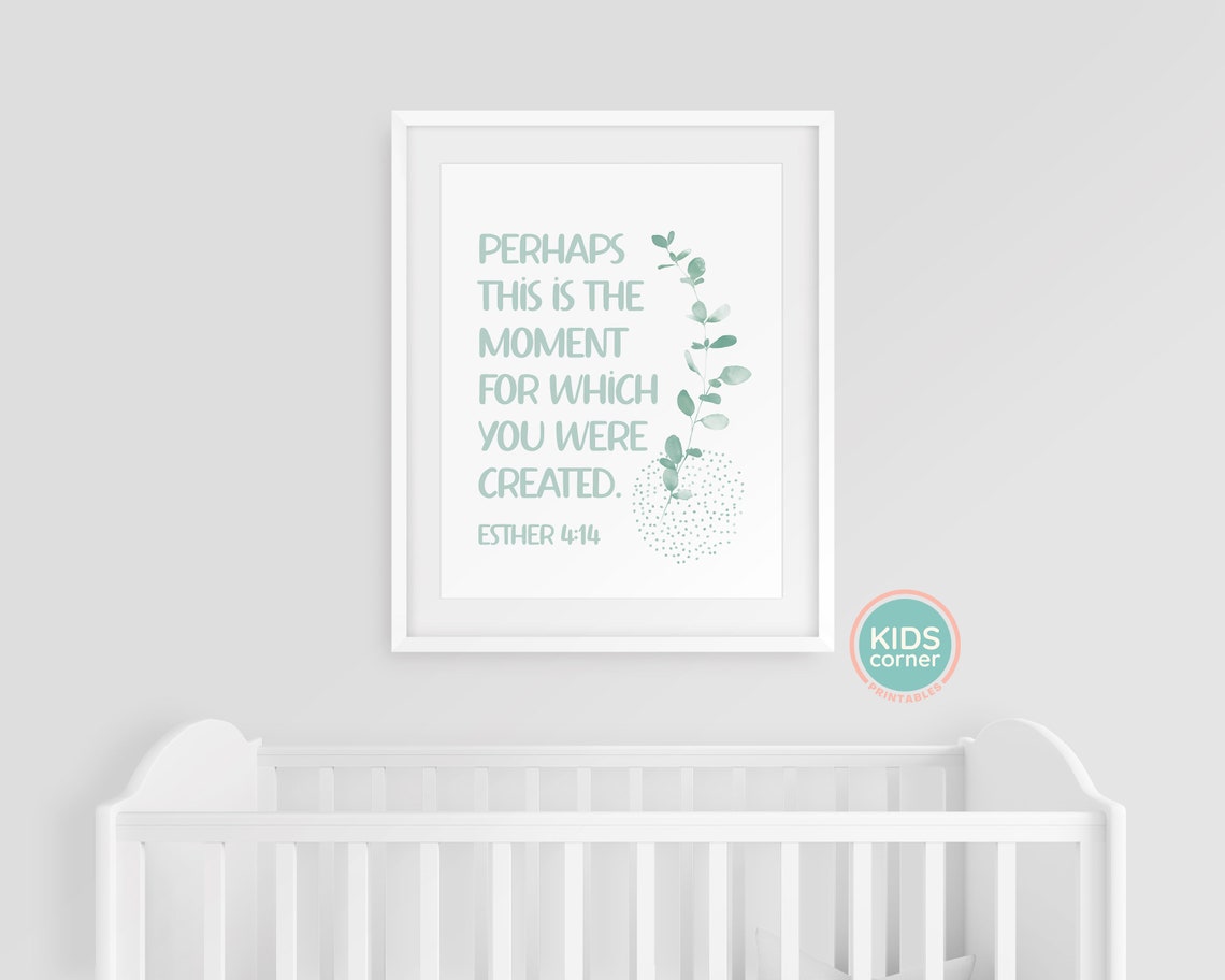 Perhaps This Is The Moment Esther 414 Sage Green Faith Poster - Image 3