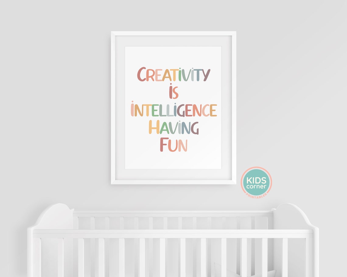 Creativity Is Intelligence Having Fun Pastel Colorful Quote Poster - Image 3
