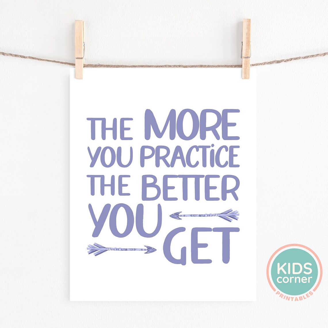 More You Practice Better You Get Poster Purple Arrows Quote Art - Image 3