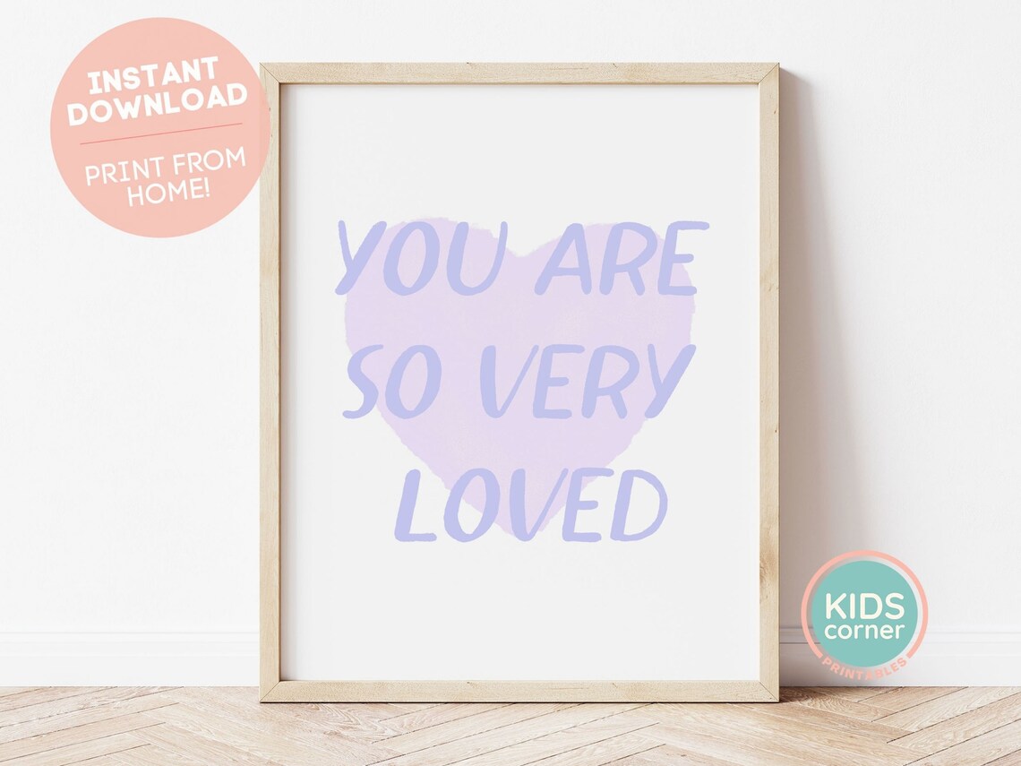 You Are So Very Loved Lavender Watercolor Heart Nursery Quote Poster