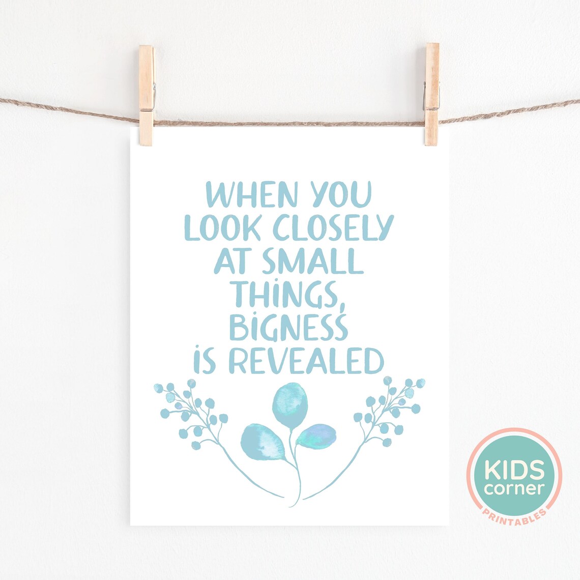 When You Look Closely At Small Things Teal Botanical Quote Poster - Image 2