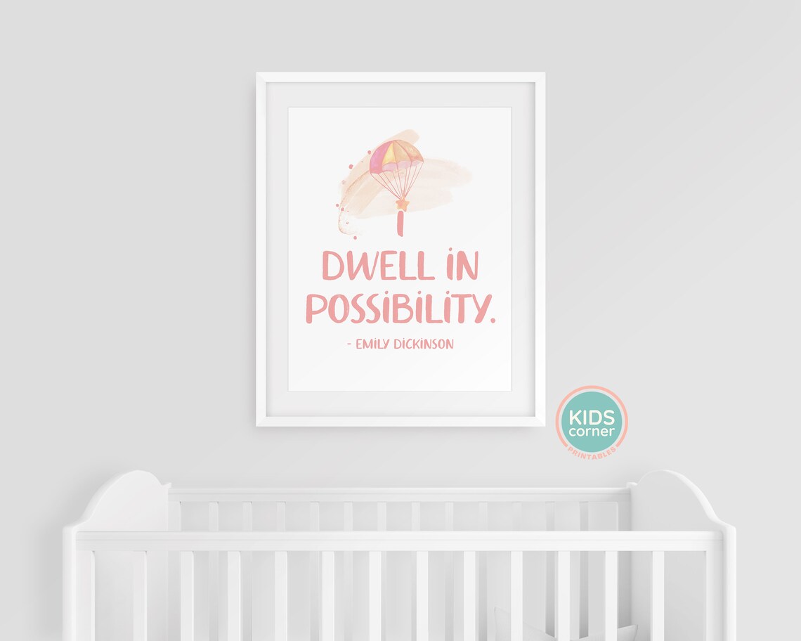 Emily Dickinson I Dwell in Possibility Hot Air Balloon Quote Poster - Image 3
