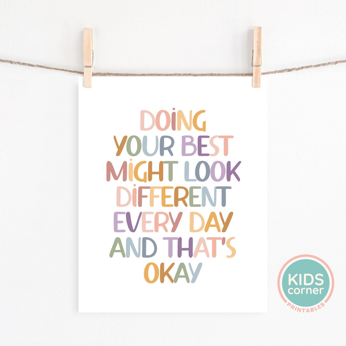 Doing Your Best Might Look Different Every Day Rainbow Lettered Poster - Image 2