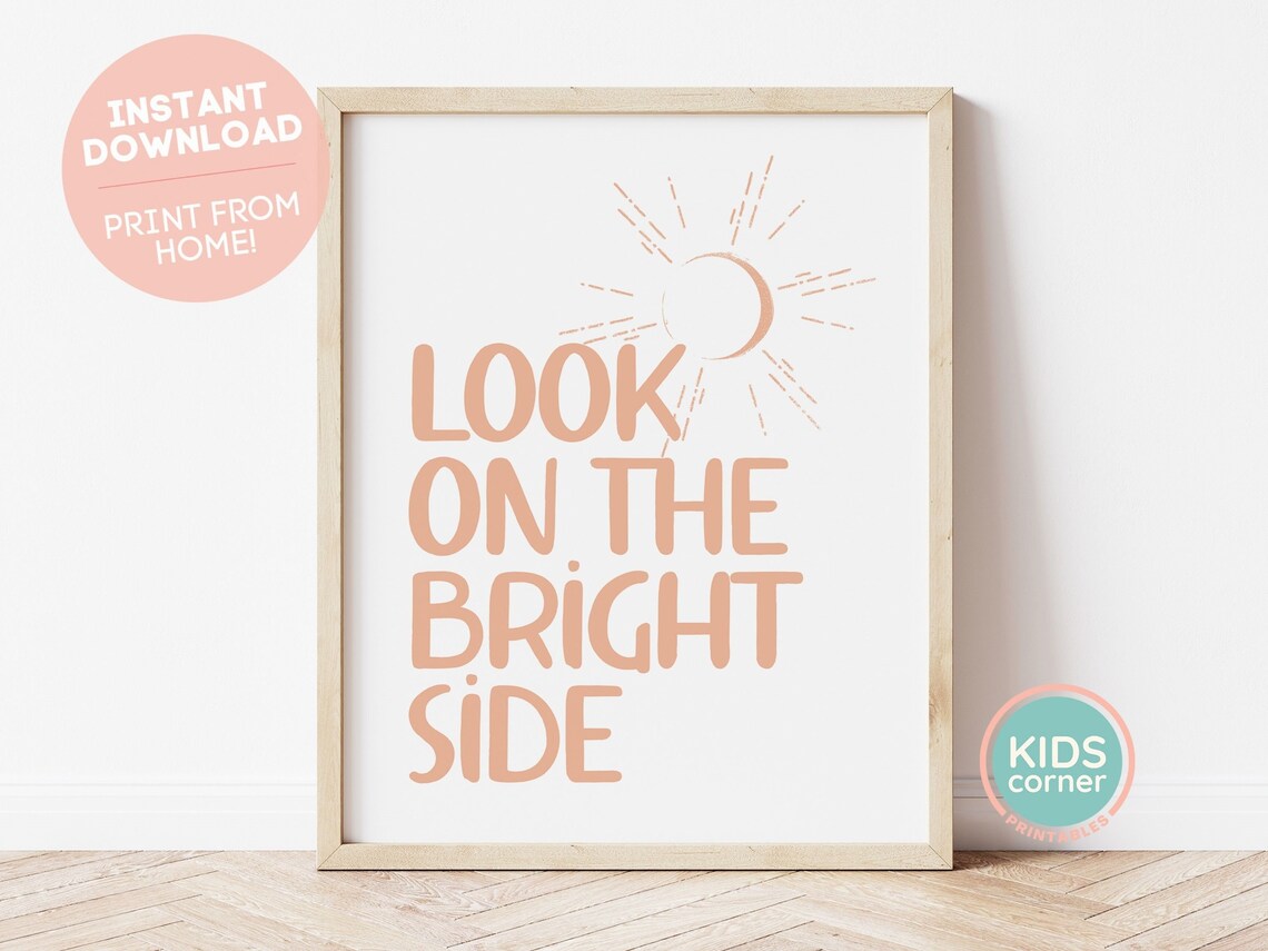 Look On The Bright Side Sunshine Kids Inspirational Quote Poster