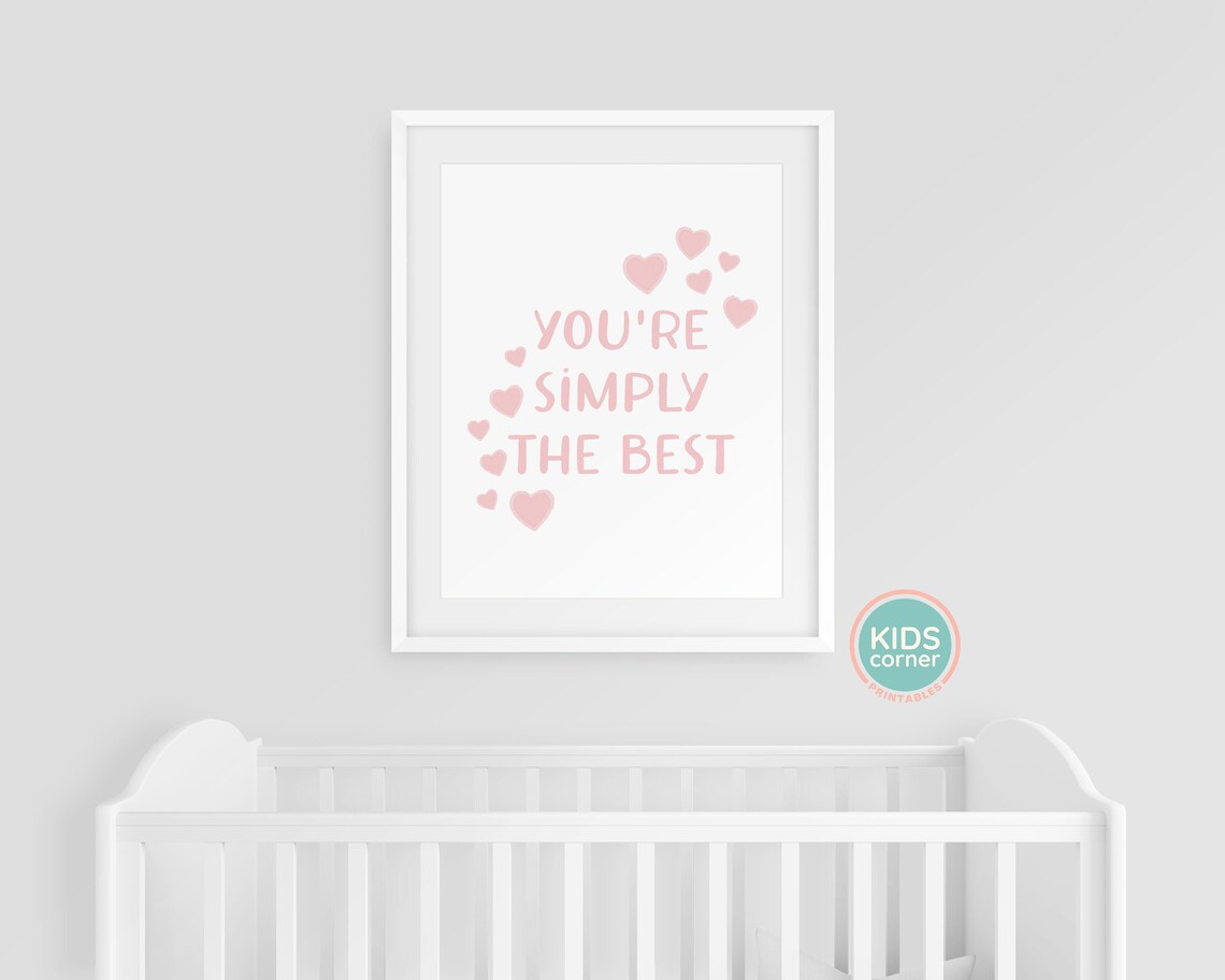 You Are Simply The Best Sweet Pink Heart Love Wall Quote Poster - Image 3