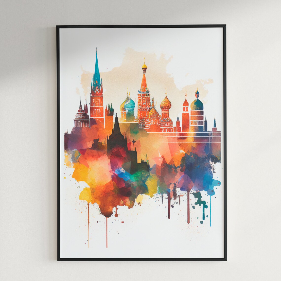 Moscow Russia City Skyline Watercolor Painting Travel Art Poster - Image 3