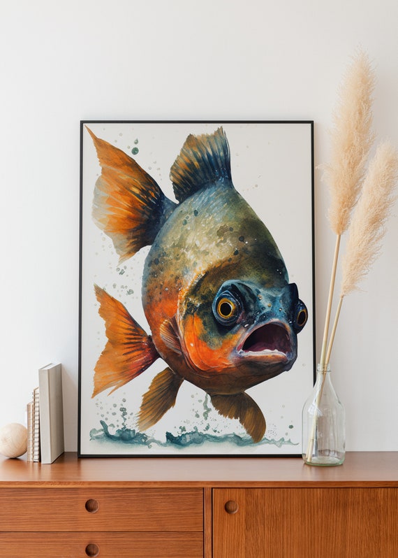 Piranha Wall Decor Watercolor Piranha Wall Art Airbnb Unique Wall Decor Watercolor Animal Wall Art Piranha Unique Room Decor Gift