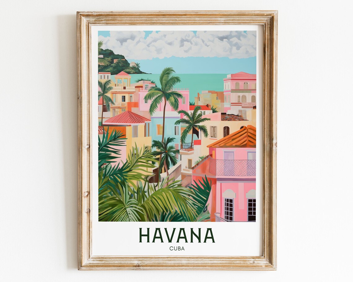 Havana Travel Poster, Modern Maximalist Decor