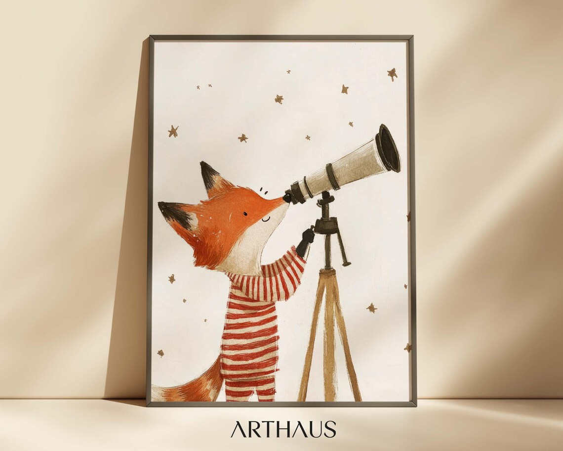 Nursery Fox Woodland Nursery Art Print, Kids Room