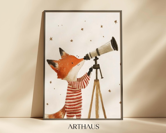 Nursery Fox Woodland Nursery Art Print, Kids Room