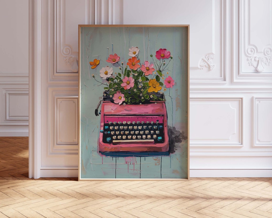 Pink Typewriter Print Western Aesthetic Nursery Art Dorm Room Wall Art Boho Girly Aesthetic Poster - Image 3