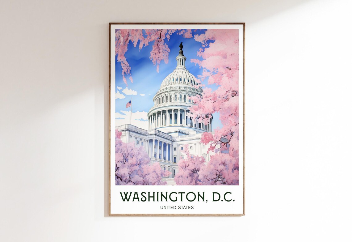 Washington DC Travel Poster, Mid-Century Modern Art