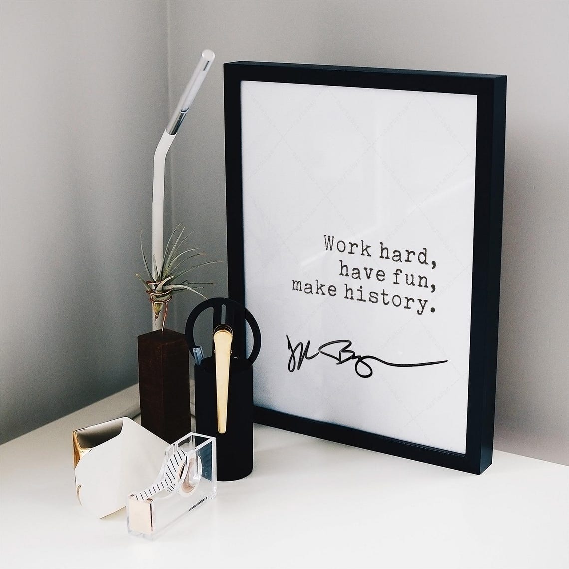 Jeff Bezos Work Hard Have Fun Make History Success Quote Print Poster - Image 2