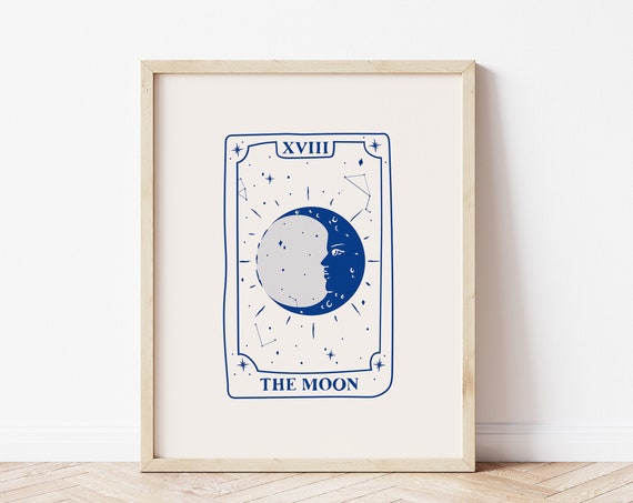 The Moon Tarot Card Print Spiritual Wall Art Celestial Wall Print Astrology Print Tarot Card Print The Lovers Print