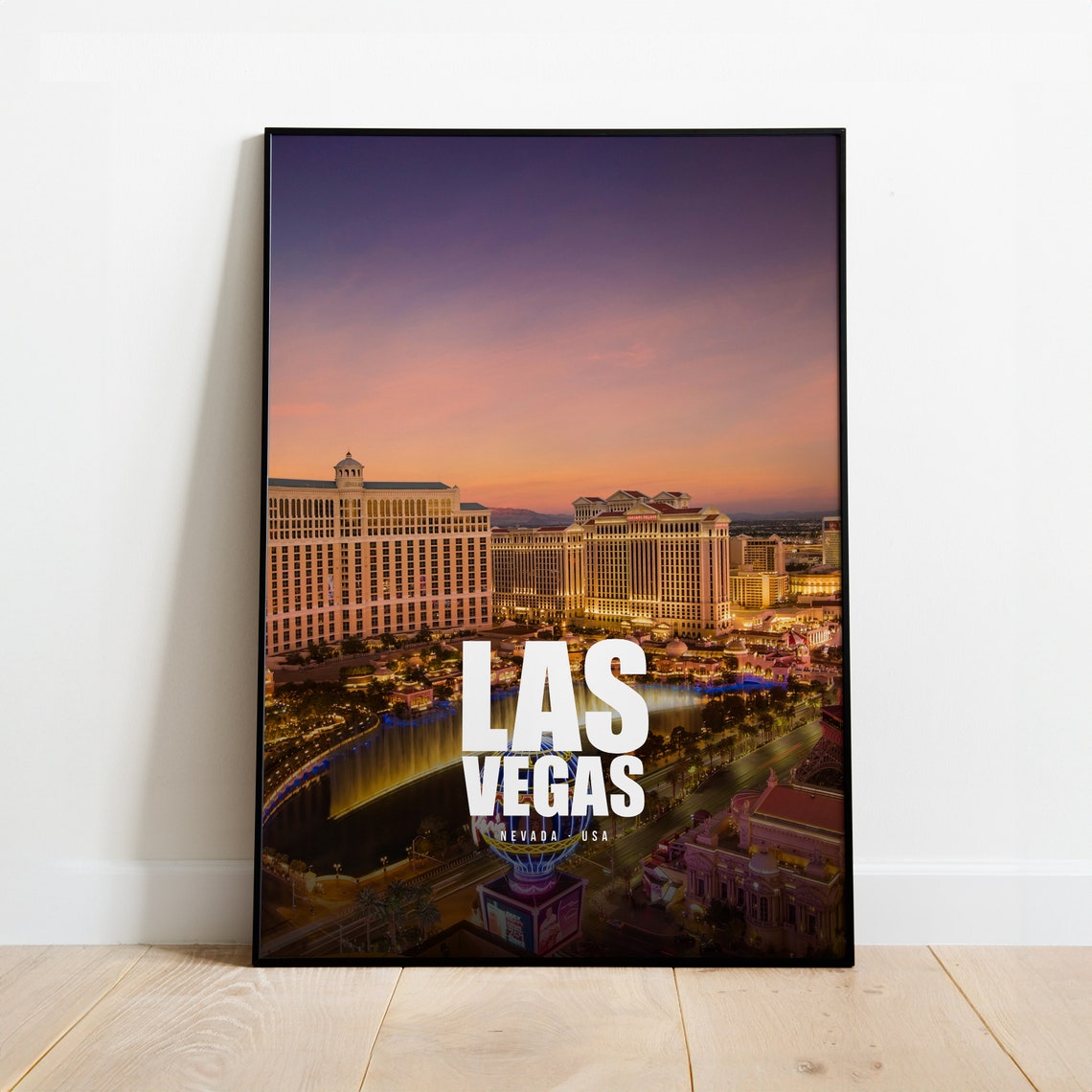 Iconic Las Vegas Strip Sunset Nevada Travel Photography Poster