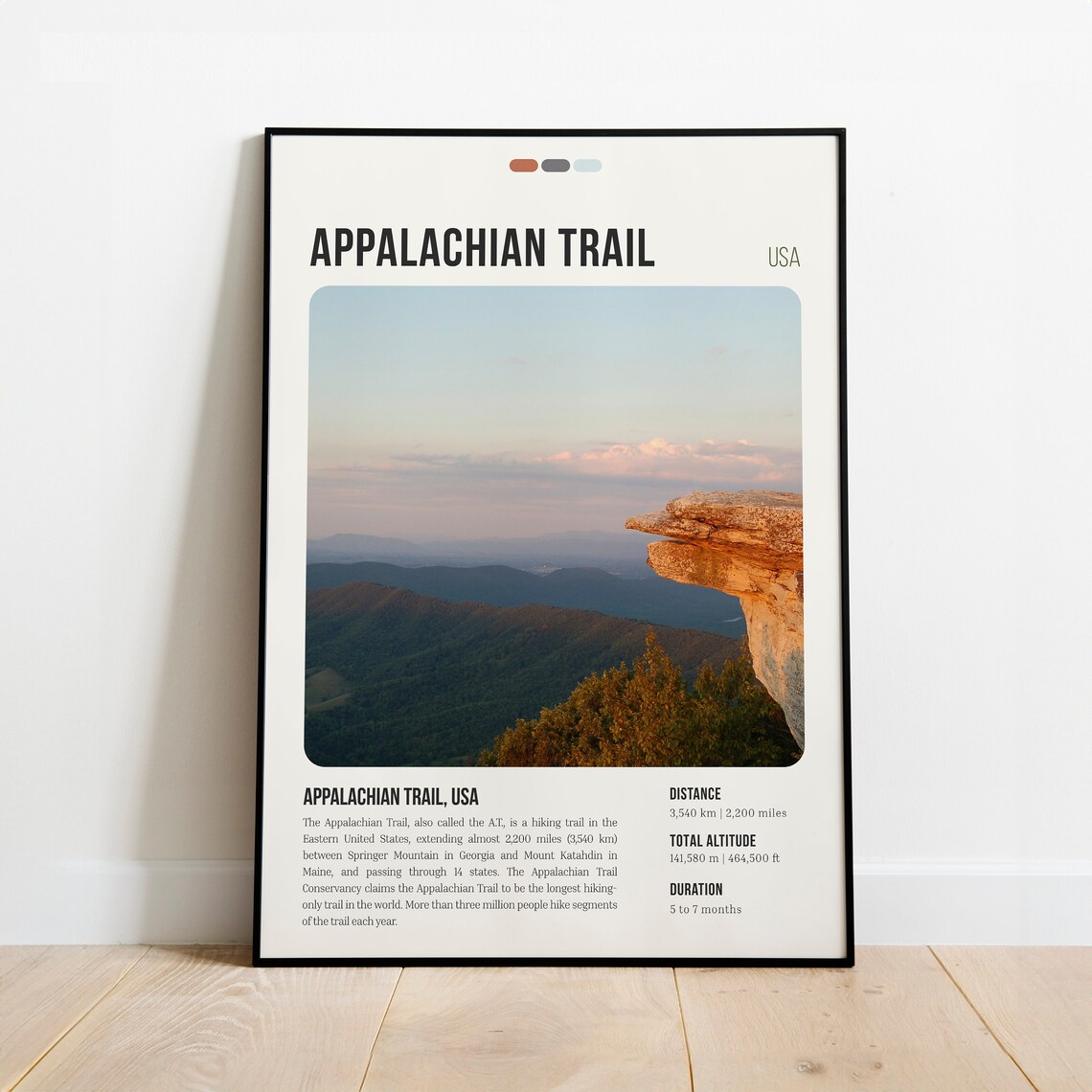 Appalachian Trail Hiking Poster, Cabin Decor Print