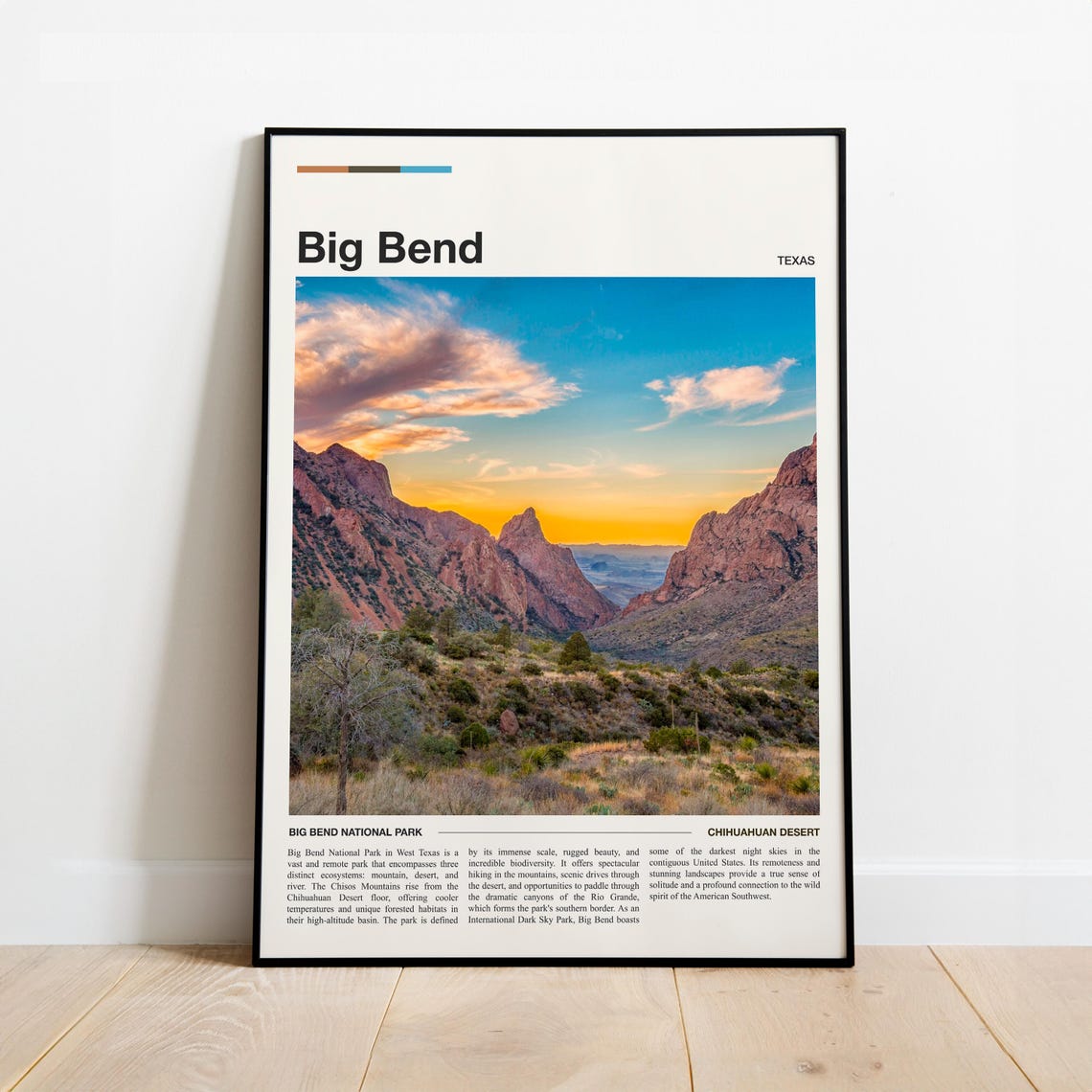 Big Bend National Park Texas Sunset Minimalist Travel Poster