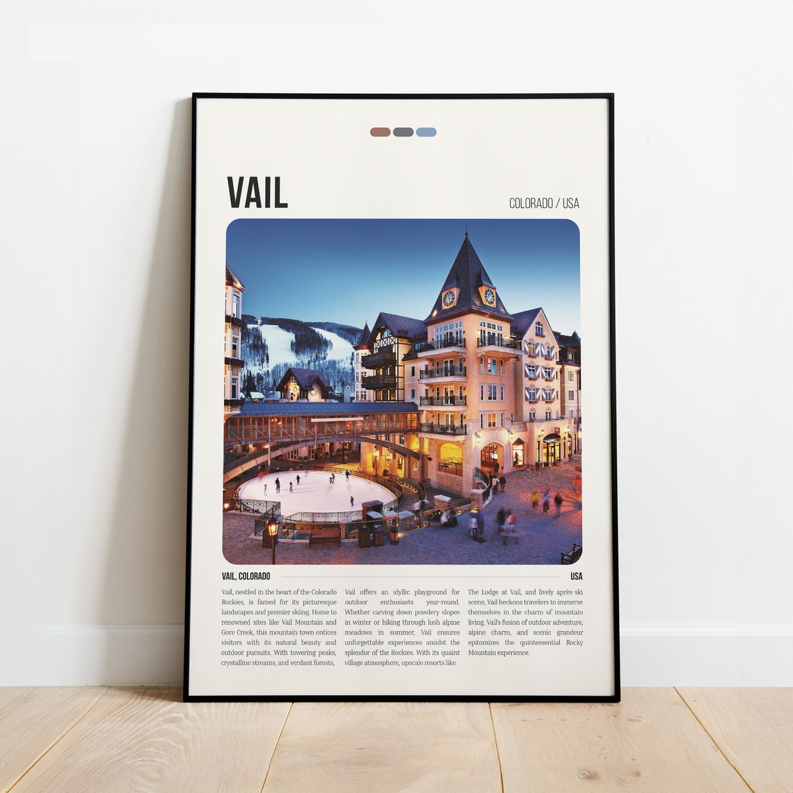 Vail Colorado Ski Village Town Night Lights Alpine Travel Poster