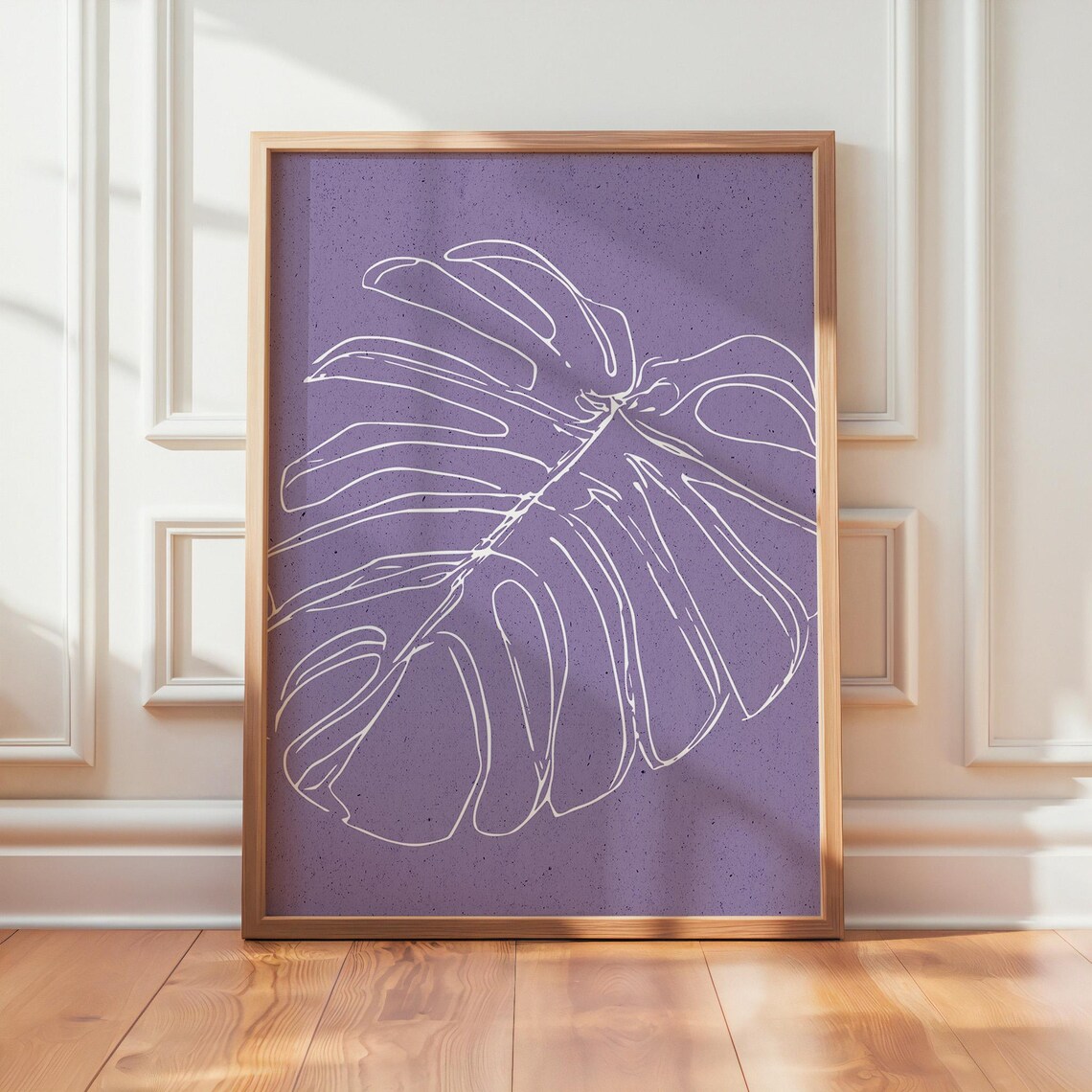 Purple Monstera Poster Minimalist Botanical Wall Art Modern Bathroom Print