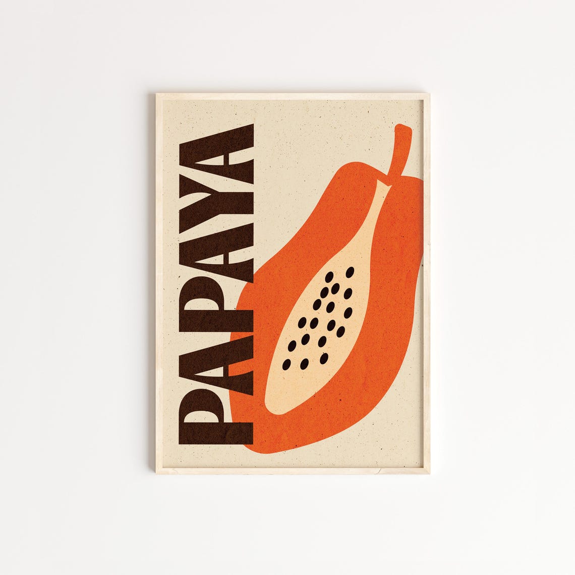 Papaya Tropical Fruit Slice Orange Retro Wall Kitchen Decor Poster