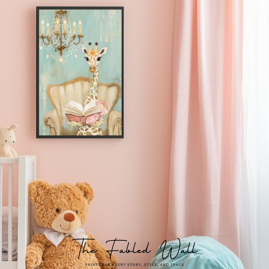 Whimsical Giraffe Art Print, Pastel Nursery Decor - Image 3