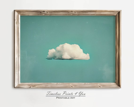 Cloud Print Green Sage Art Vintage Neutral Wall Sky