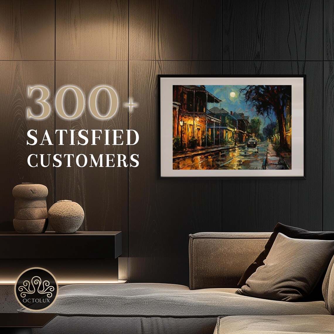 New Orleans Haunted Streets Night Rain French Quarter Oil Painting Poster - Image 2