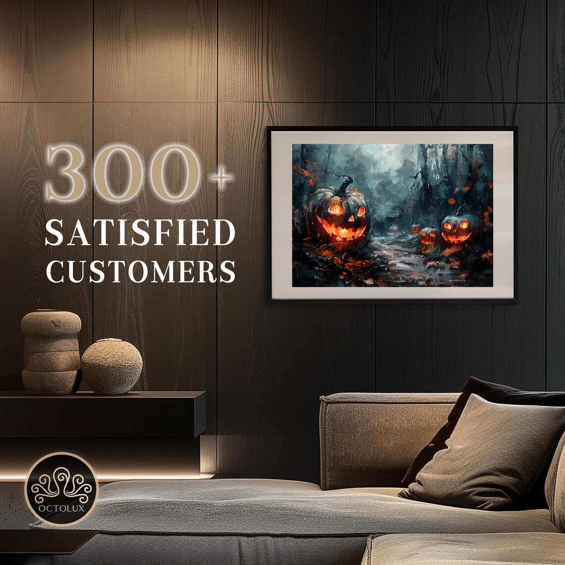Rustic Fall Decor Pumpkin, Antique Halloween Painting - Image 2