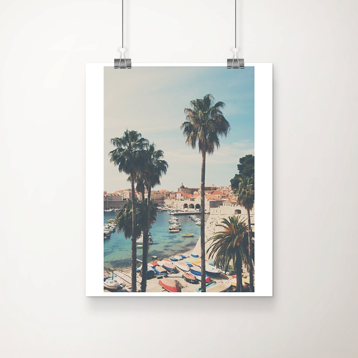 Dubrovnik Harbor Travel Poster, Adriatic Ocean