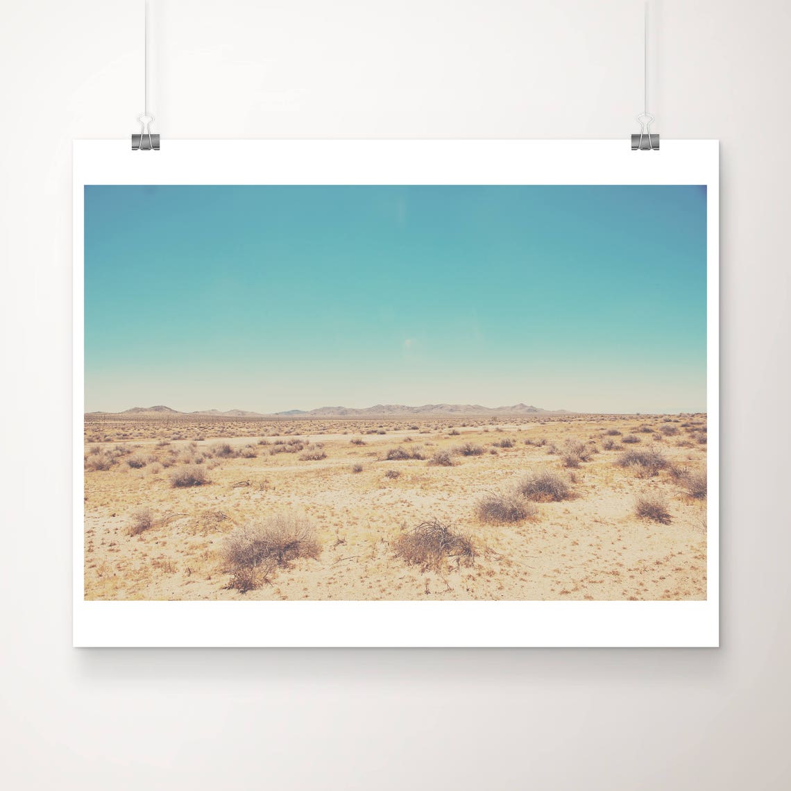 Sun Baked Desert Landscape Blue Sky Minimalist Travel Photo Poster