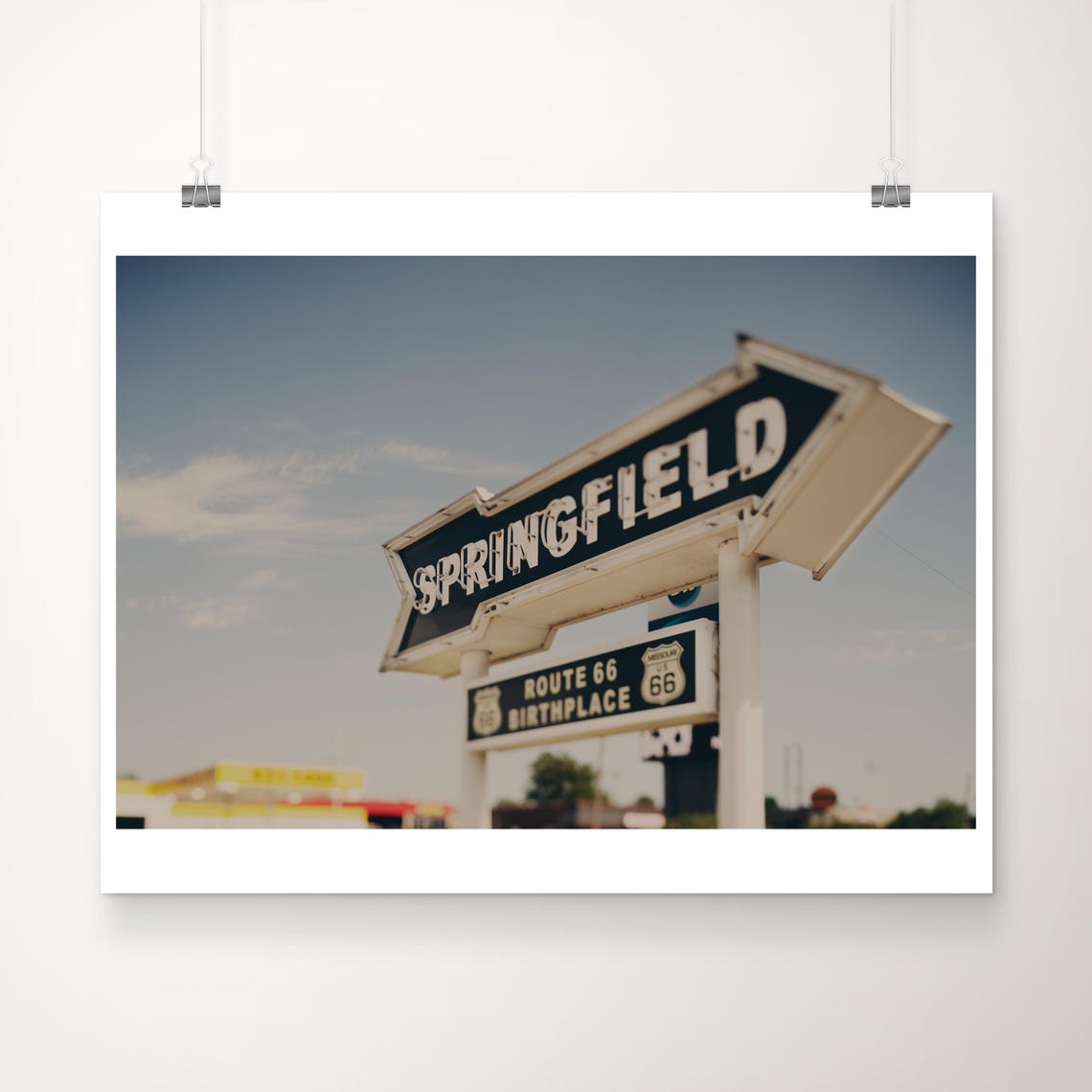 Springfield Route 66 Birthplace Sign Vintage Americana Poster