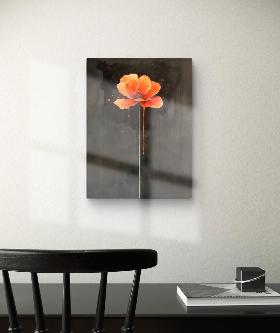Orange Poppy Flower Minimalist Botanical Art Print - Image 3