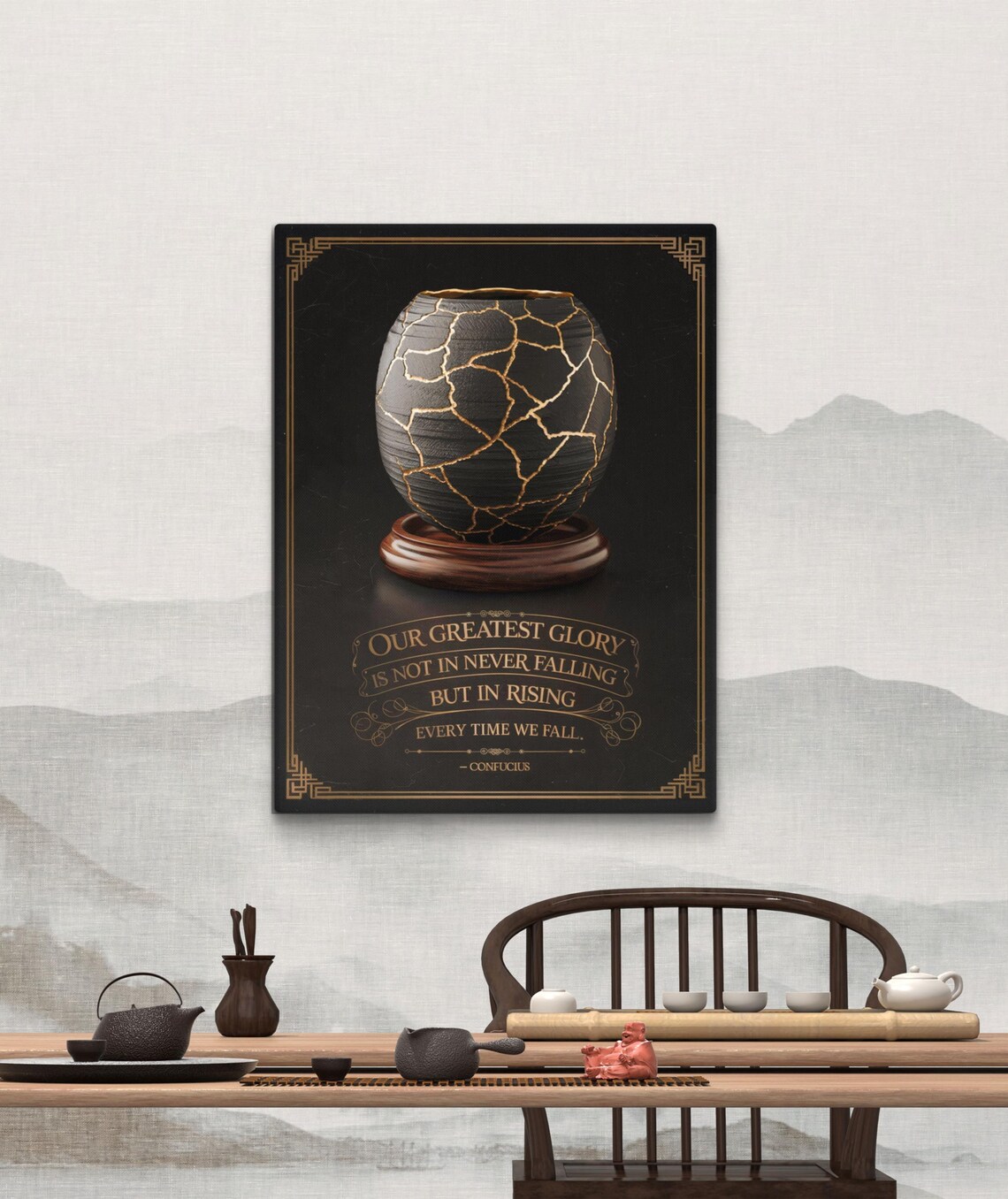 Kintsugi Confucius Quote Art Print, Zen Decor
