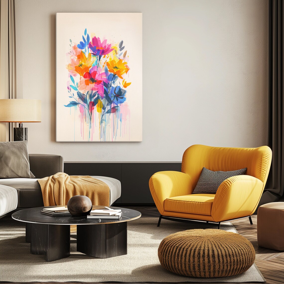 Colorful Floral Drip Abstract Minimalist Art Print - Image 3