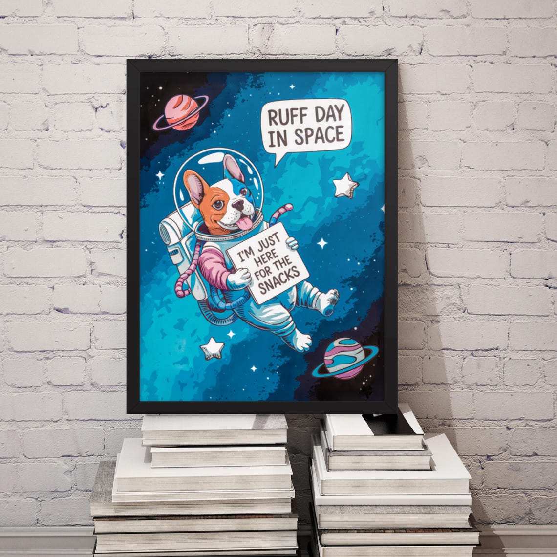 Funny Dog Poster Space Astronaut French Bulldog Wall Art Cute Dog Illustration Colorful Watercolor Dog Print For Pet Lovers - Image 4