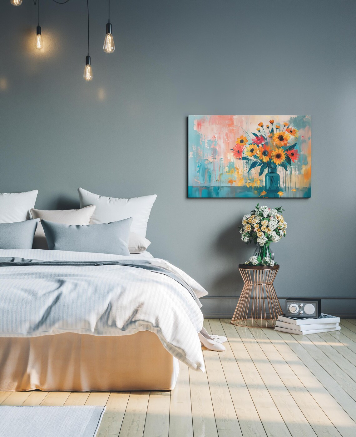Abstract Sunflower Bouquet Warm Neutral Modern Farmhouse Floral Poster - Image 4