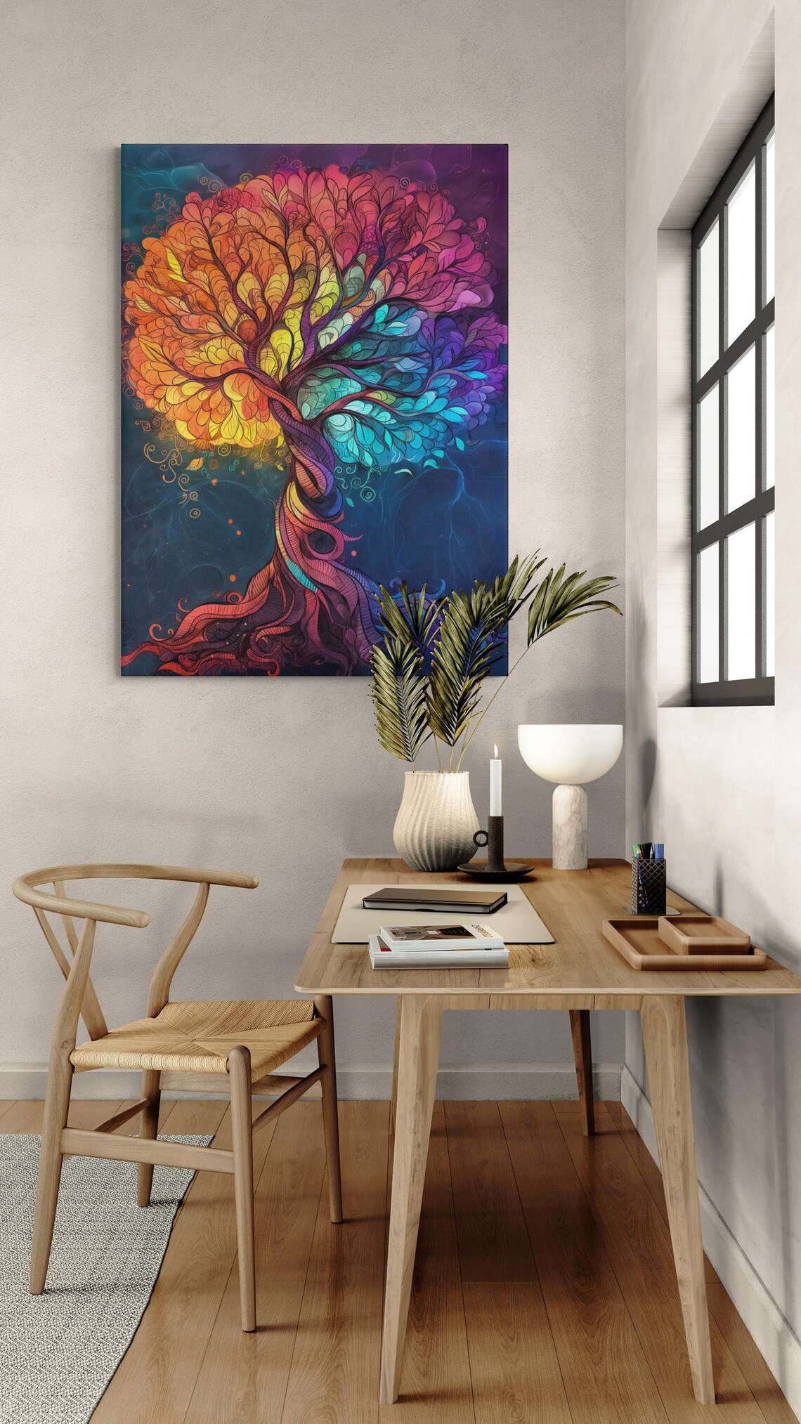 Rainbow Tree Of Life Vibrant Abstract Botanical Spiritual Wall Poster - Image 3
