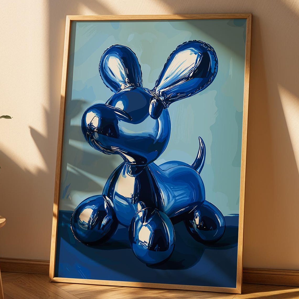Blue Balloon Dog Vintage Print Balloon Puppy Poster Dog Wall Art Nursery Retro Painting Kids Room Decor Trendy Boys Nursery Wall Decor