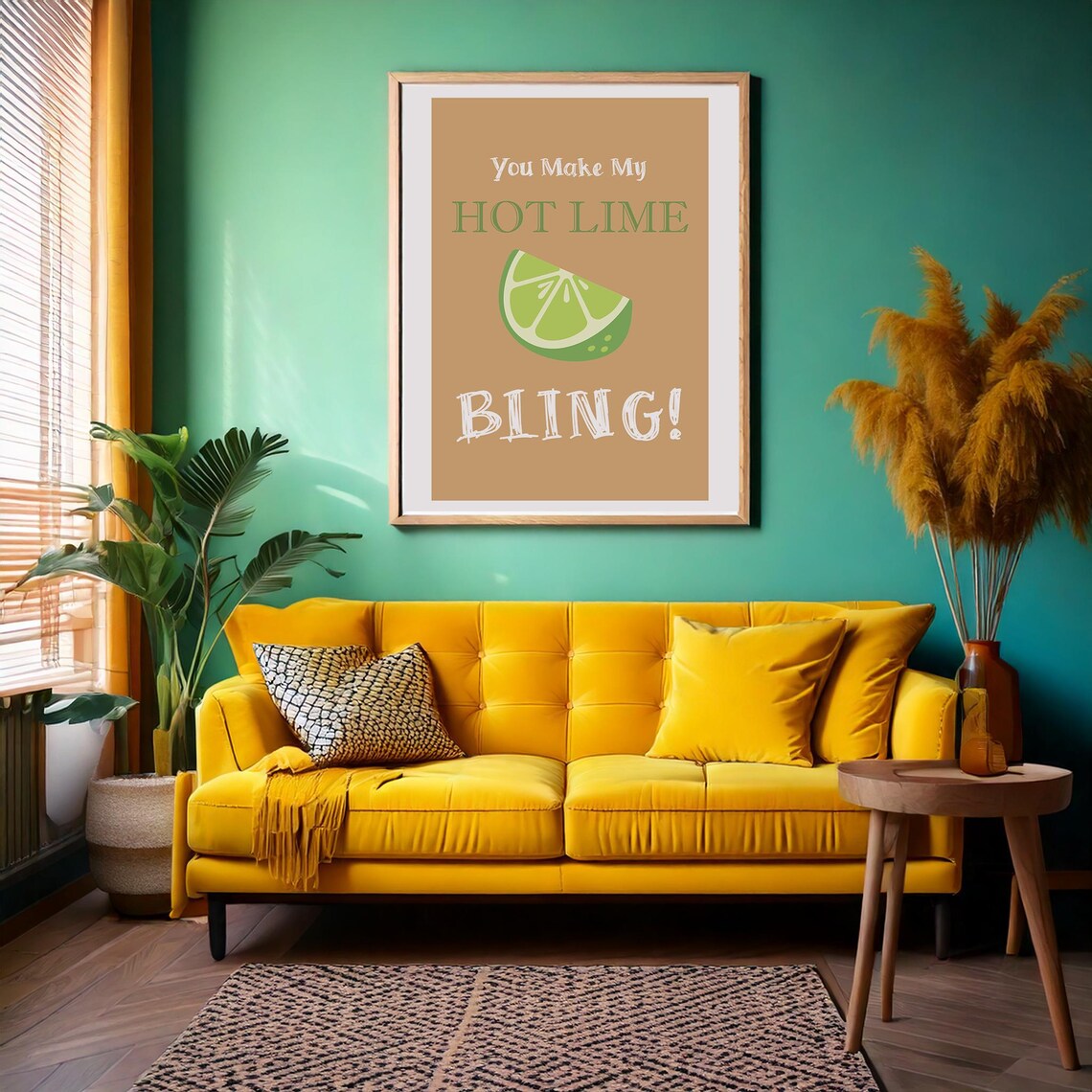 Hot Lime Bling Punny Cocktail Party Art Print - Image 2