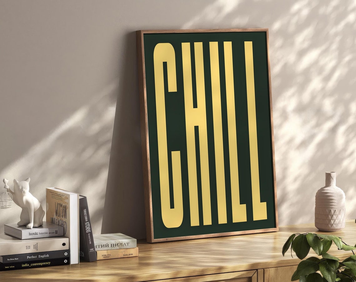 Chill Yellow Bold Lettering Black Minimal Typography Statement Poster - Image 3