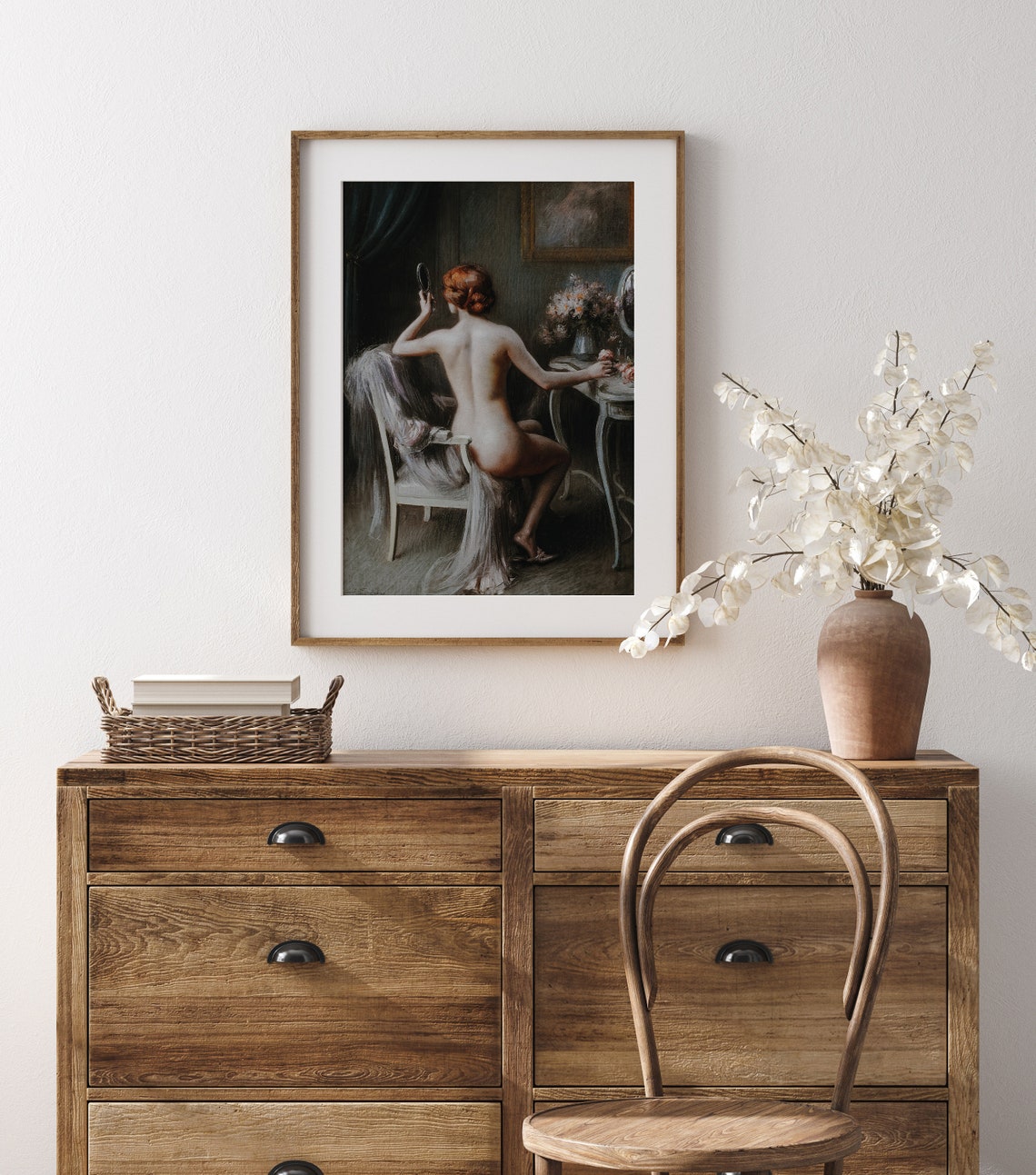 Red Haired Nude At Vanity Mirror Vintage Impressionist Art Poster - Image 3