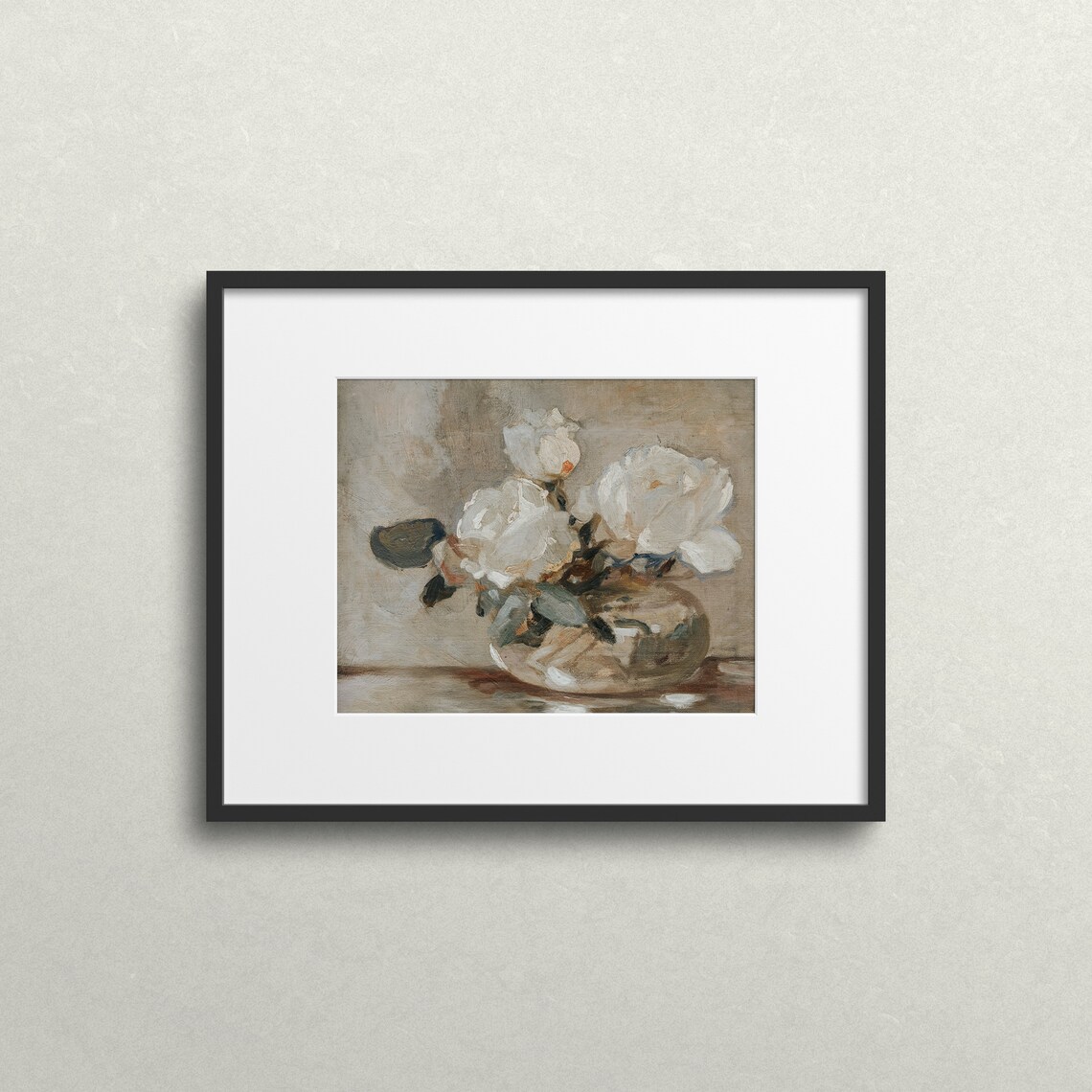 White Blooms Still Life Vintage Floral Art Print - Image 2