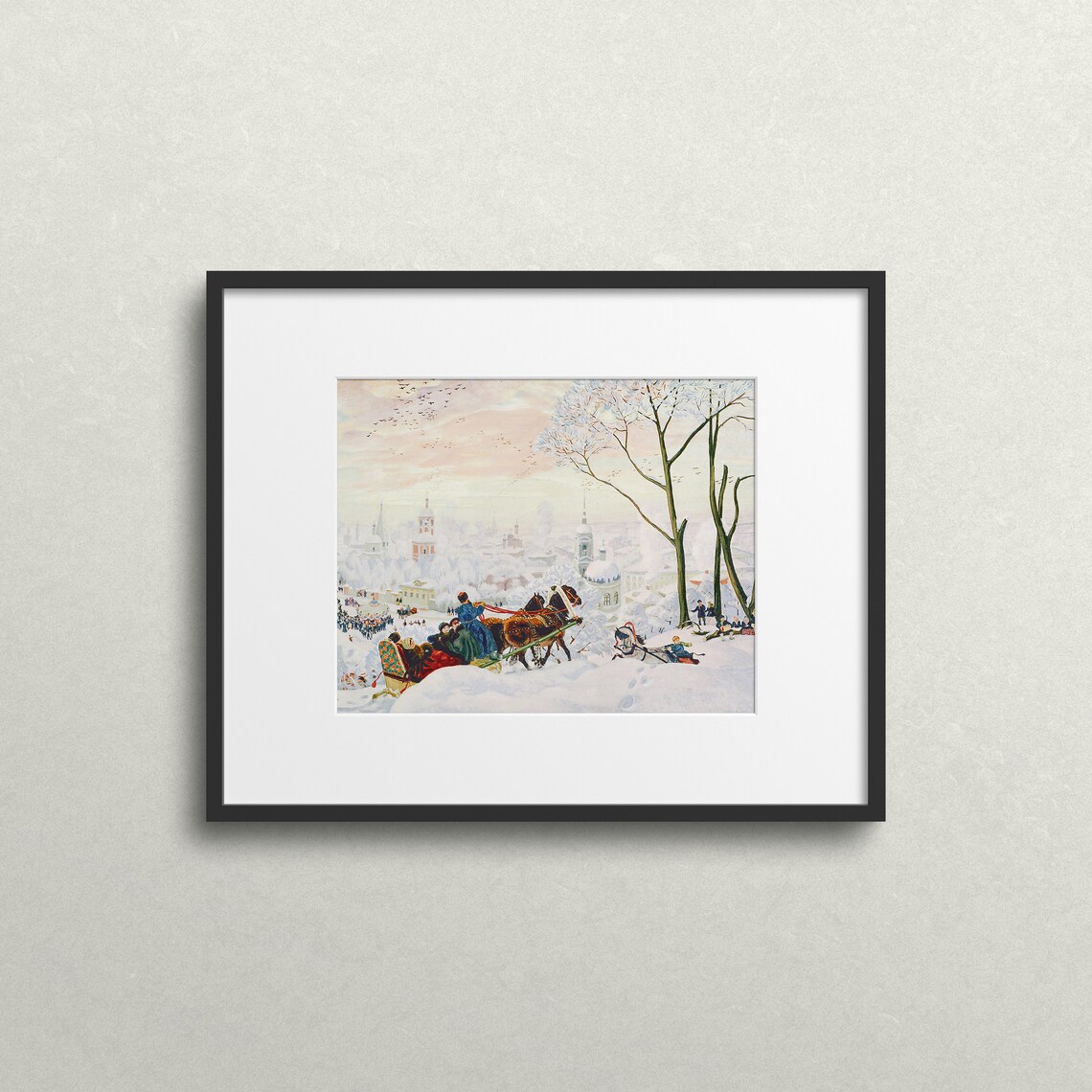 Countryside Sleigh Ride Vintage Winter Landscape Art Print - Image 2