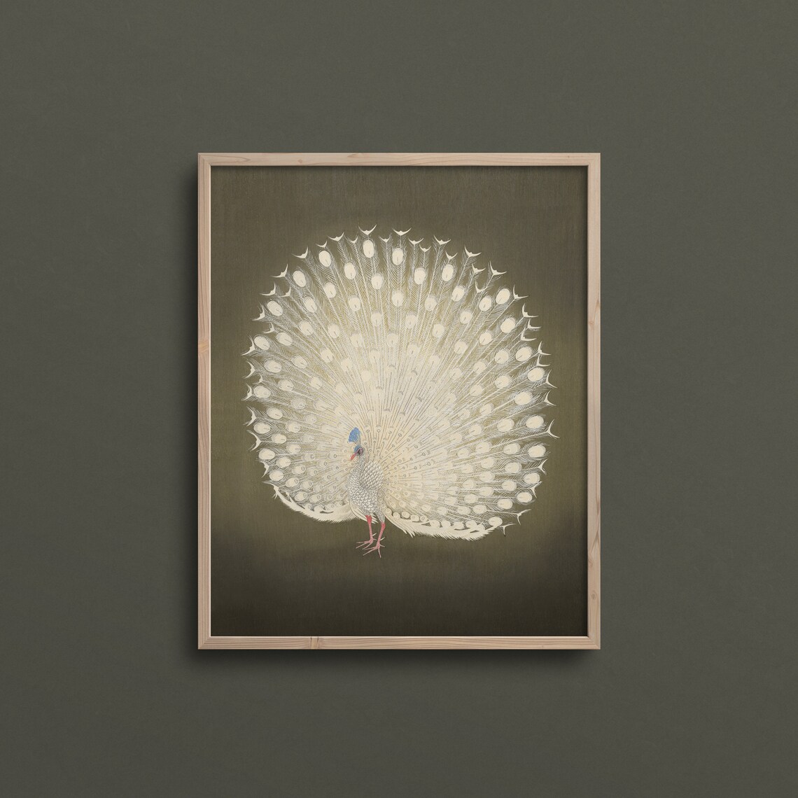 Albino Peacock Vintage Bird Art Print, Moody Eclectic - Image 2